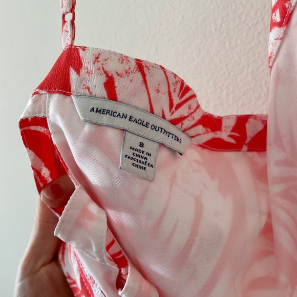 American Eagle Tropical Patterned Pink Dress with Back Cutouts - Picture 9 of 10